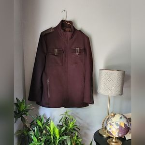 Vintage Cole Haan Leather and Wool blend men's zip jacket.